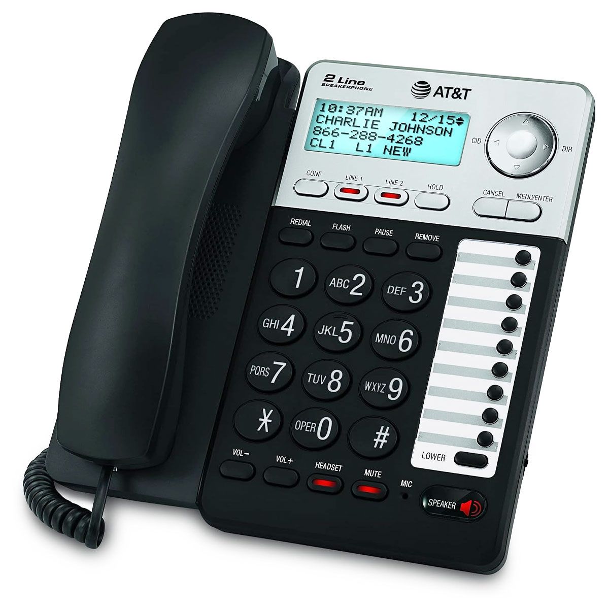 AT&T ML17929 2-line Corded Phone with Caller ID/Call Waiting - Silver/Black