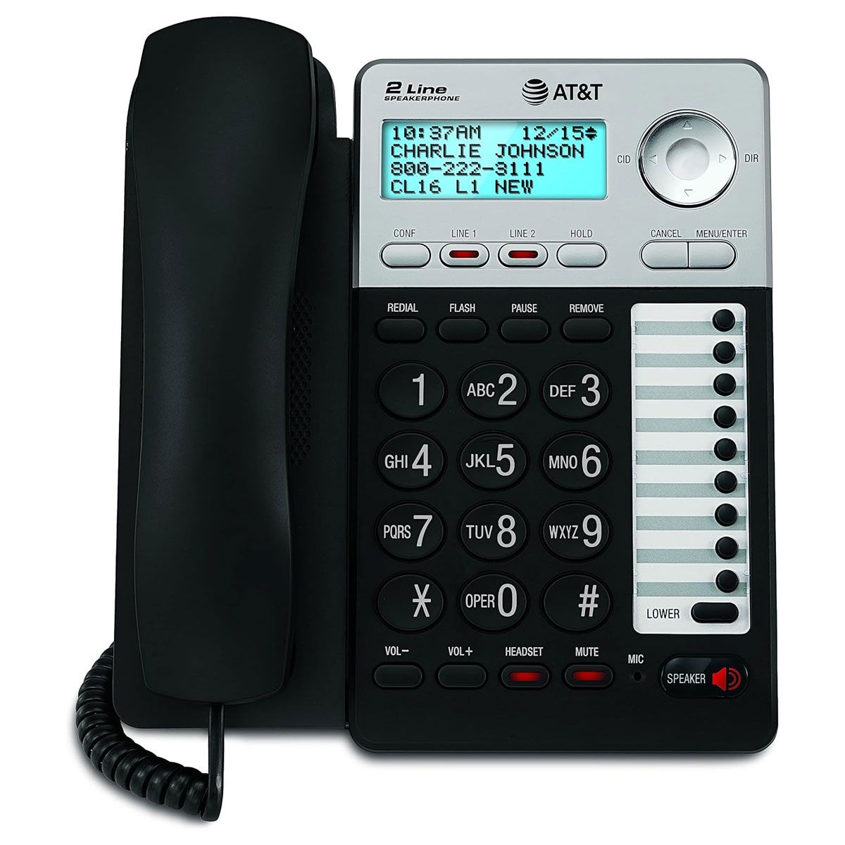AT&T ML17929 2-line Corded Phone with Caller ID/Call Waiting - Silver/Black