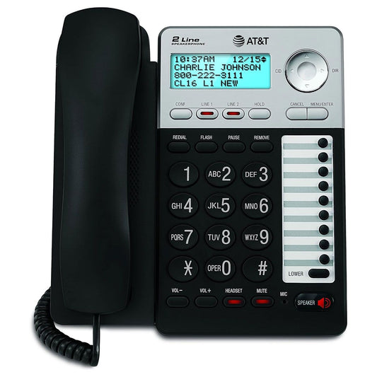 AT&T ML17929 2-line Corded Phone with Caller ID/Call Waiting - Silver/Black