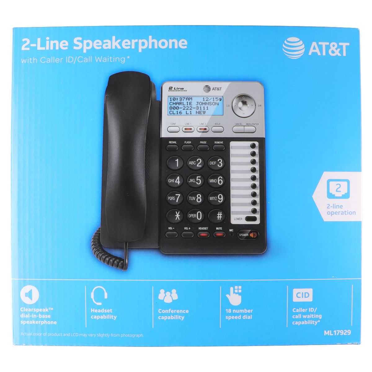 AT&T ML17929 2-line Corded Phone with Caller ID/Call Waiting - Silver/Black