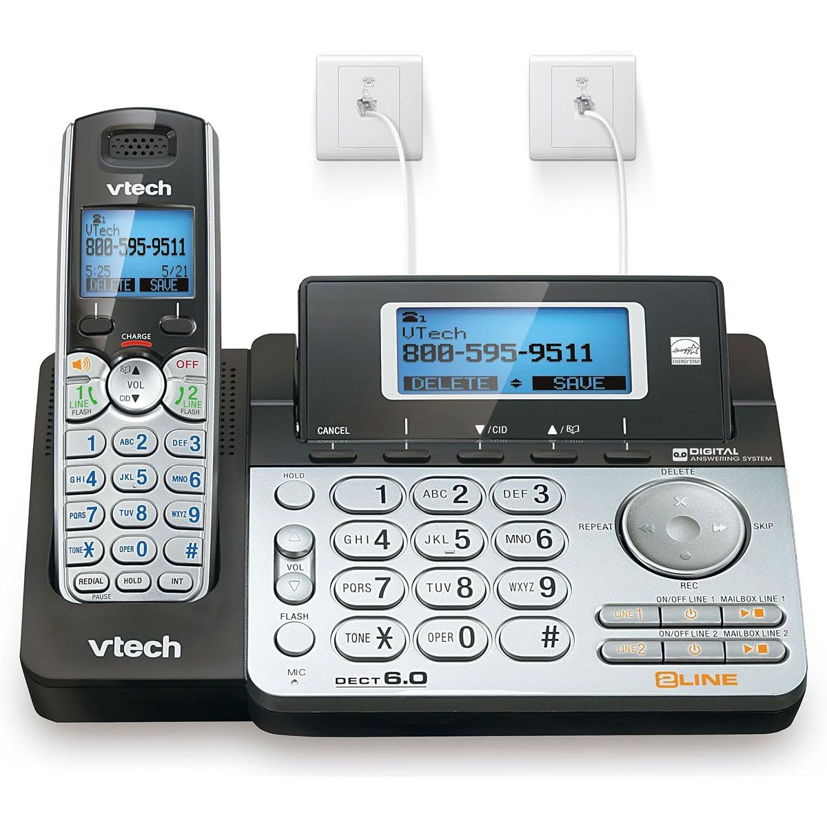 Vtech 2-Line Cordless Digital Answering System w/ Caller ID/Call Waiting DS6151
