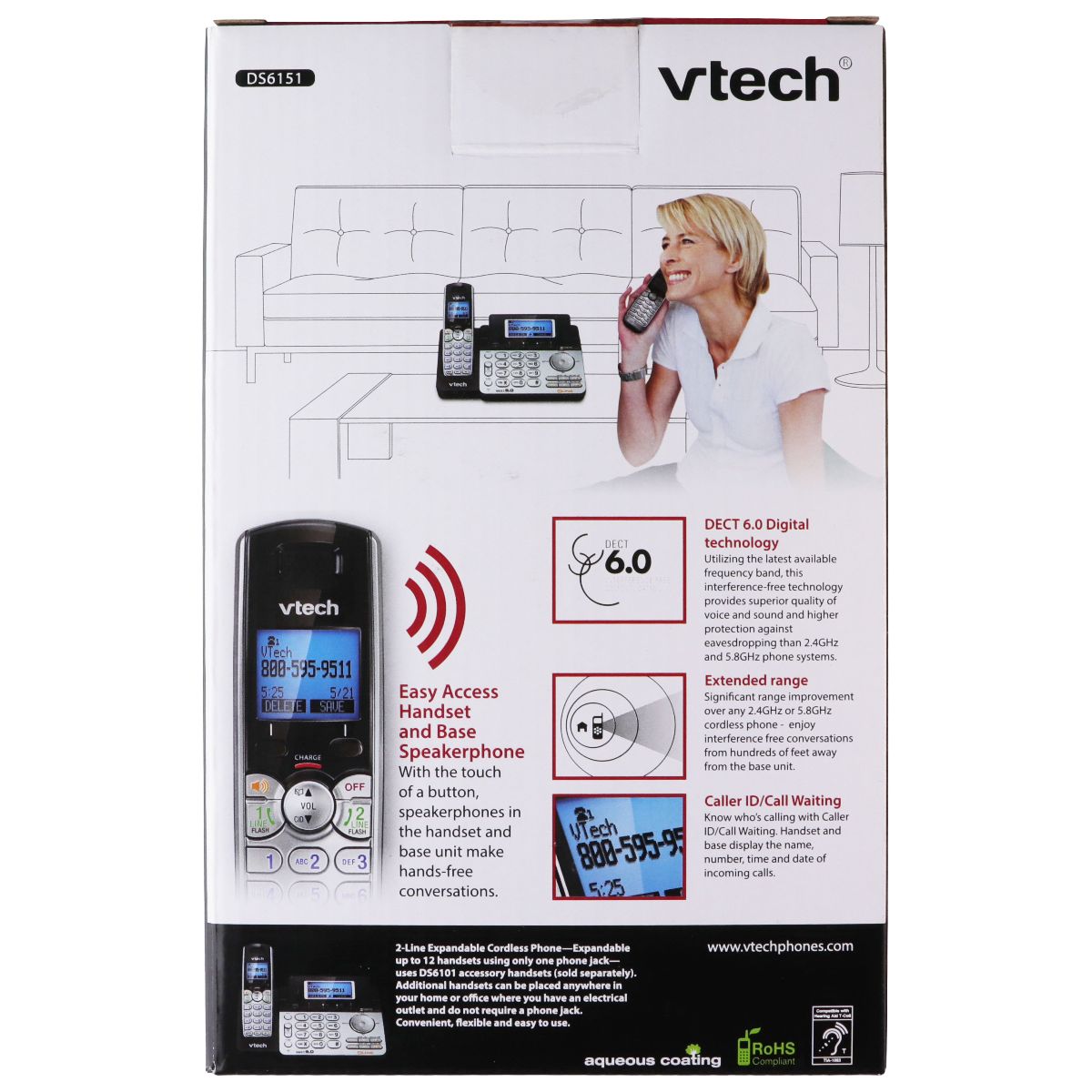 Vtech 2-Line Cordless Digital Answering System w/ Caller ID/Call Waiting DS6151