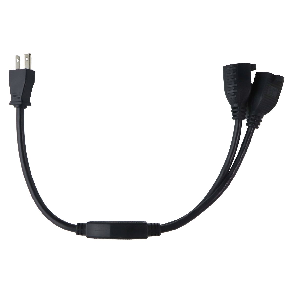 Well Shin 3 Prong Y Splitter Extension Cord - 1 Male to 2 Female - Black / 18-in Computer/Network - Power Cables & Connectors Well Shin - Simple Cell Bulk Wholesale Pricing - USA Seller