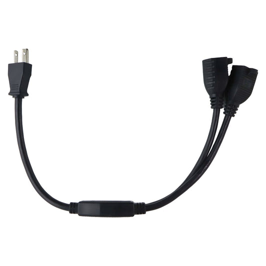 Well Shin 3 Prong Y Splitter Extension Cord - 1 Male to 2 Female - Black / 18-in Computer/Network - Power Cables & Connectors Well Shin - Simple Cell Bulk Wholesale Pricing - USA Seller
