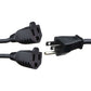 Well Shin 3 Prong Y Splitter Extension Cord - 1 Male to 2 Female - Black / 18-in Computer/Network - Power Cables & Connectors Well Shin - Simple Cell Bulk Wholesale Pricing - USA Seller