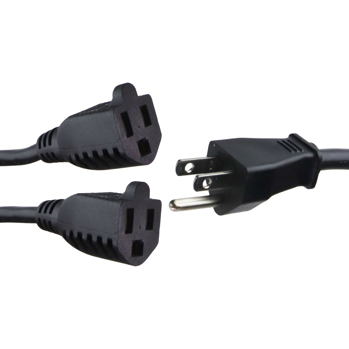Well Shin 3 Prong Y Splitter Extension Cord - 1 Male to 2 Female - Black / 18-in Computer/Network - Power Cables & Connectors Well Shin - Simple Cell Bulk Wholesale Pricing - USA Seller