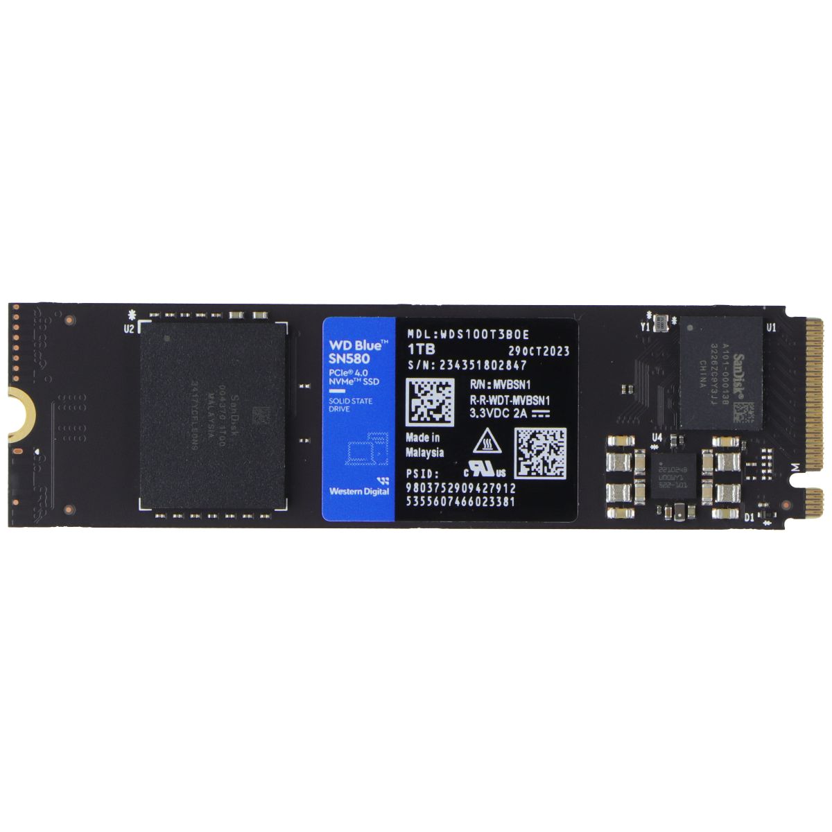 Western Digital (1TB) SN580 M.2 2280 PCIe 4.0 NVMe Internal SSD (WDS100T3B0E) Digital Storage - Solid State Drives Western Digital - Simple Cell Bulk Wholesale Pricing - USA Seller