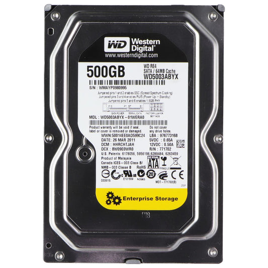 Western Digital 500GB HDD SATA2 7200RPM 3.5-inch Hard Drive WD5003ABYX Digital Storage - Internal Hard Disk Drives, HDD Western Digital - Simple Cell Bulk Wholesale Pricing - USA Seller