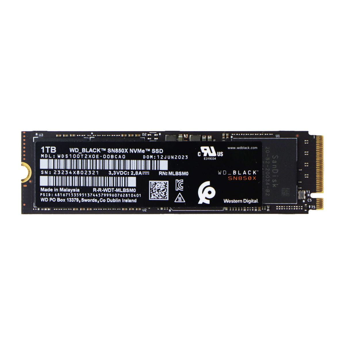 Western Digital (1TB) WD_BLACK M.2 2280 SN850X PCIe Gen4 NVMe SSD (WDS100T2X0E) Digital Storage - Solid State Drives Western Digital - Simple Cell Bulk Wholesale Pricing - USA Seller