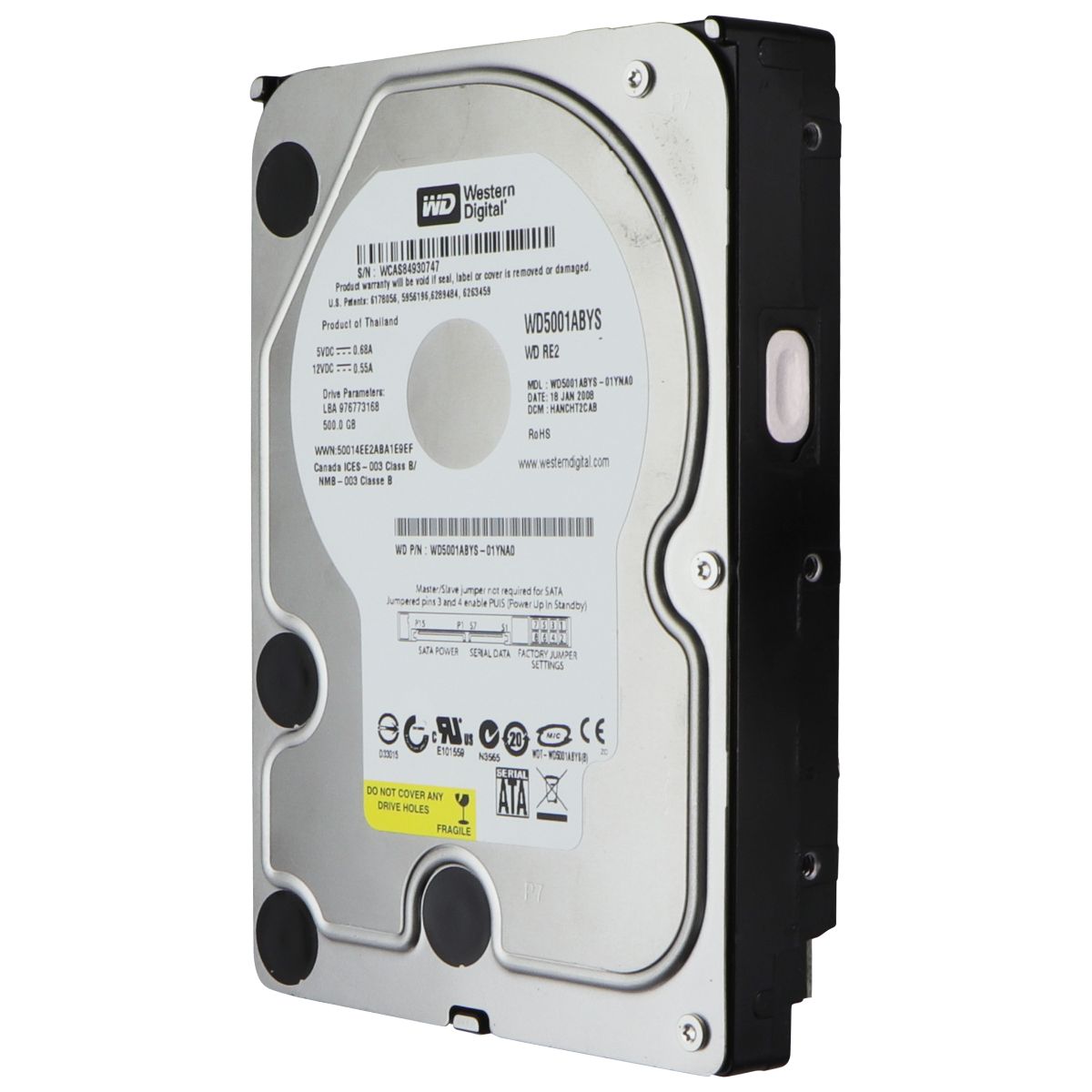 Western Digital 500GB HDD SATA 2 7200RPM 3.5-inch Hard Drive WD5001ABYS Digital Storage - Internal Hard Disk Drives, HDD Western Digital    - Simple Cell Bulk Wholesale Pricing - USA Seller