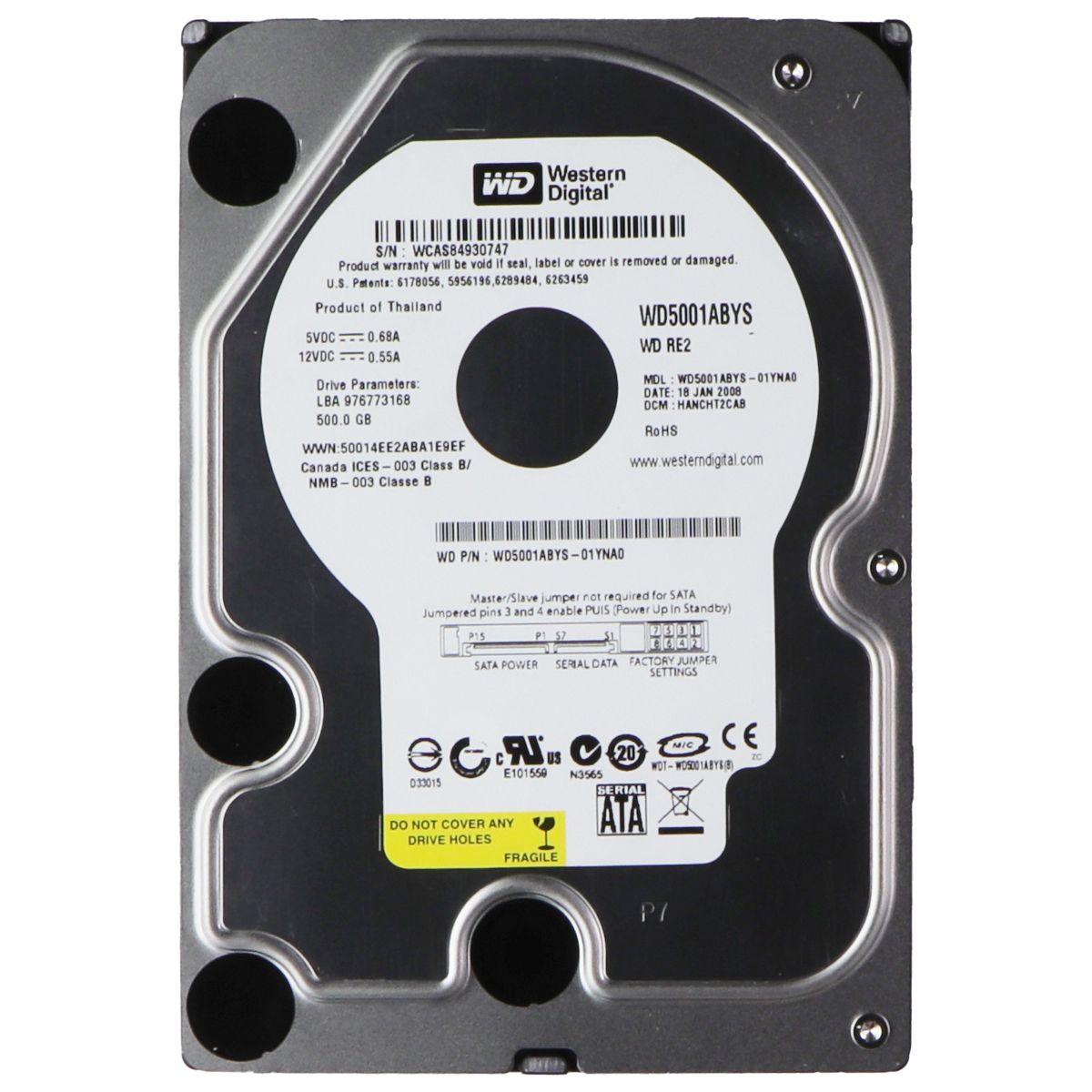 Western Digital 500GB HDD SATA 2 7200RPM 3.5-inch Hard Drive WD5001ABYS Digital Storage - Internal Hard Disk Drives, HDD Western Digital    - Simple Cell Bulk Wholesale Pricing - USA Seller