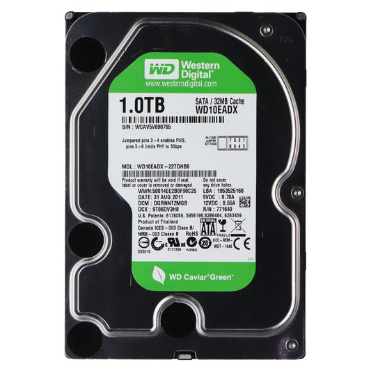 Western Digital Green (1TB) Internal Hard Drive SATA HDD (WD10EADX-22TDHB0) Digital Storage - Internal Hard Disk Drives, HDD Western Digital - Simple Cell Bulk Wholesale Pricing - USA Seller