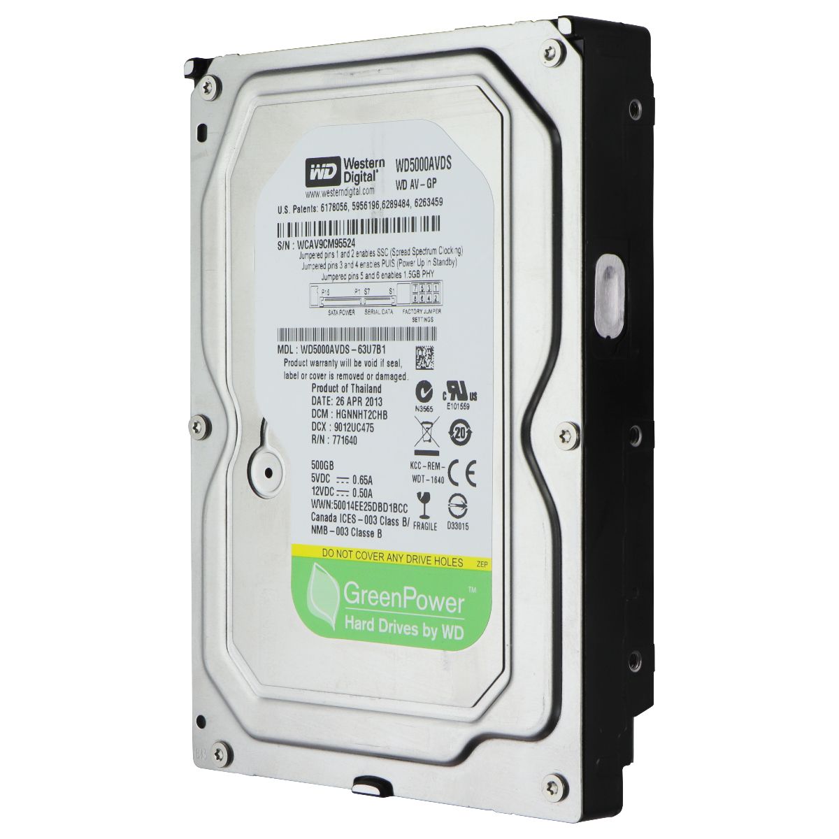 Western Digital GreenPower 3.5" SATA II Desktop Hard Drive - 500GB (WD5000AVDS) Digital Storage - Internal Hard Disk Drives, HDD Western Digital - Simple Cell Bulk Wholesale Pricing - USA Seller