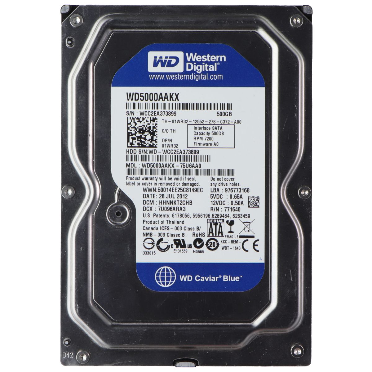 Western Digital Caviar Blue 3.5" SATA Desktop Hard Drive - 500GB (WD5000AAKX) Digital Storage - Internal Hard Disk Drives, HDD Western Digital - Simple Cell Bulk Wholesale Pricing - USA Seller