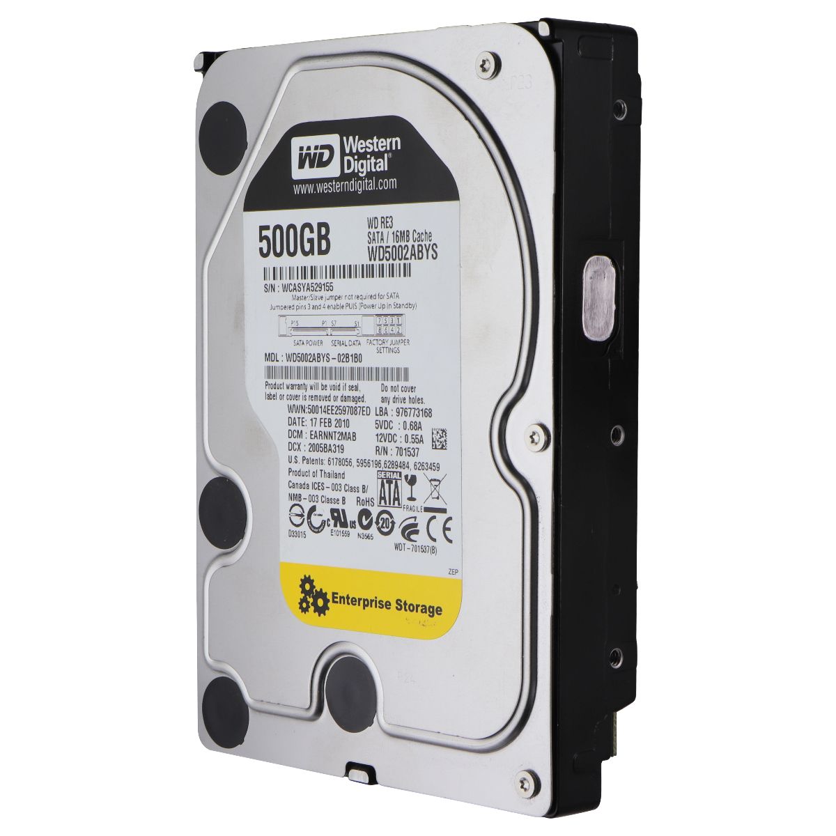 Western Digital (WD5002ABYS-02B1B0) 500GB Internal Hard Drive Digital Storage - Internal Hard Disk Drives, HDD Western Digital - Simple Cell Bulk Wholesale Pricing - USA Seller
