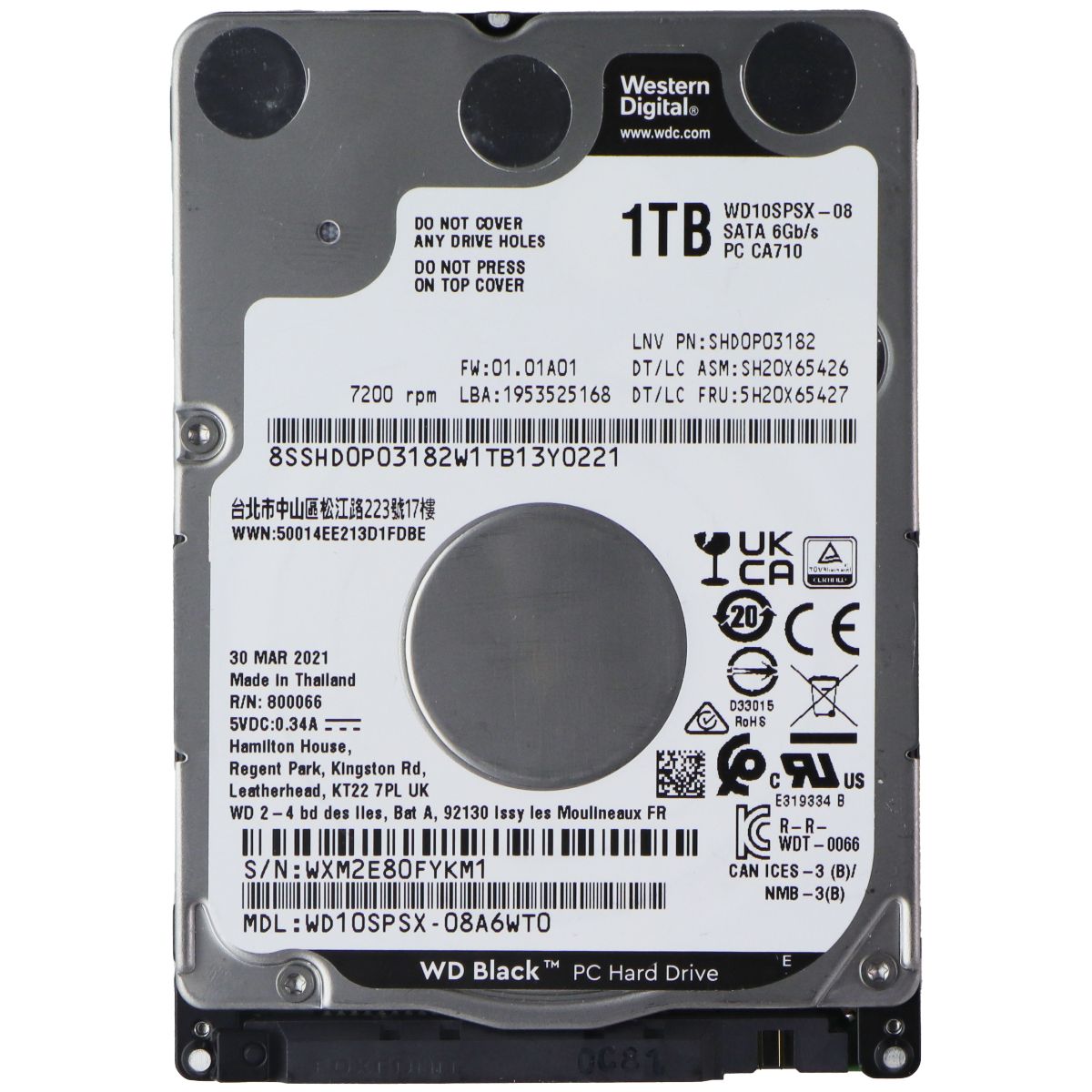 Western Digital WD Black 1 TB 2.5-inch SATA III (WD10SPSX) HDD Digital Storage - Internal Hard Disk Drives, HDD Western Digital - Simple Cell Bulk Wholesale Pricing - USA Seller