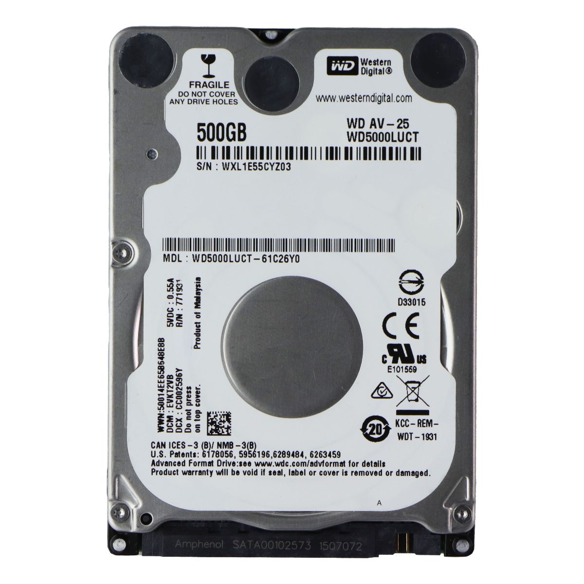 Western Digital (WD5000LUCT) 500GB SATA II Internal 2.5-inch Notebook HDD Digital Storage - Internal Hard Disk Drives, HDD Western Digital - Simple Cell Bulk Wholesale Pricing - USA Seller