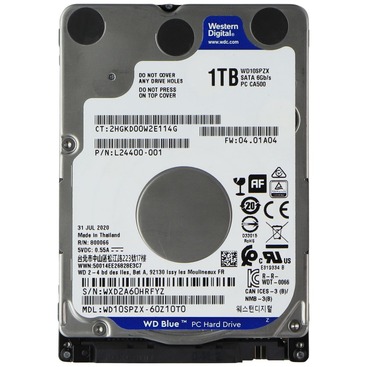✨4個セット✨HDD 1000GB✨大容量1TB✨2.5インチ✨05-05 Western Digital WD10SPZX-08Z10T0 - 1TB 5.4K RPM SATA 7mm 2.5