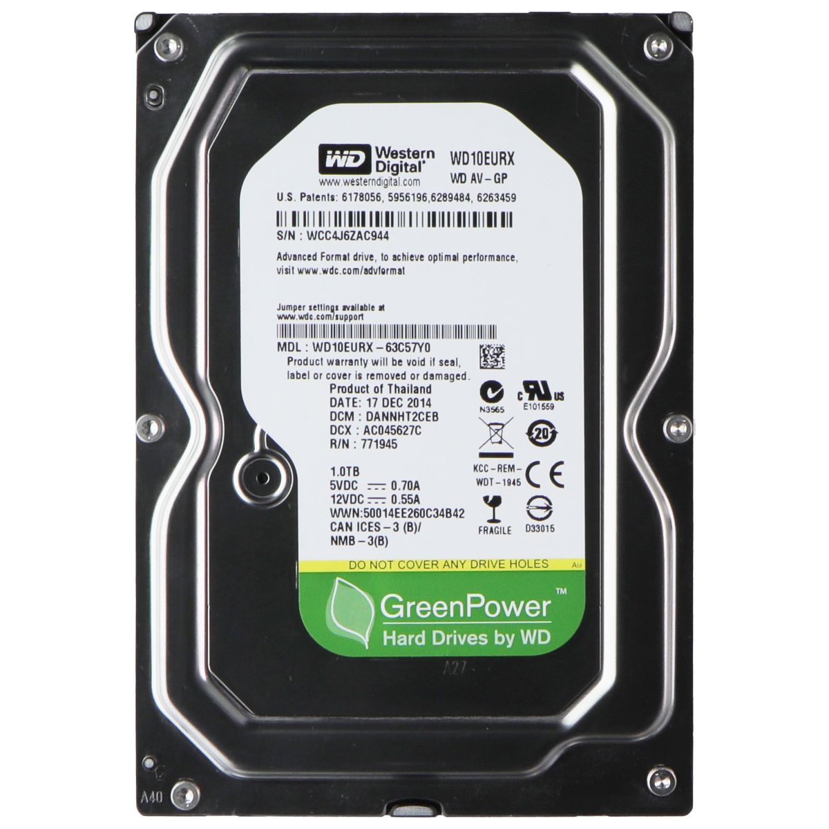 Western Digital (1TB) AV Video Hard Drive 3.5-in/SATA III/64MB Cache (WD10EURX) Digital Storage - Internal Hard Disk Drives, HDD Western Digital - Simple Cell Bulk Wholesale Pricing - USA Seller