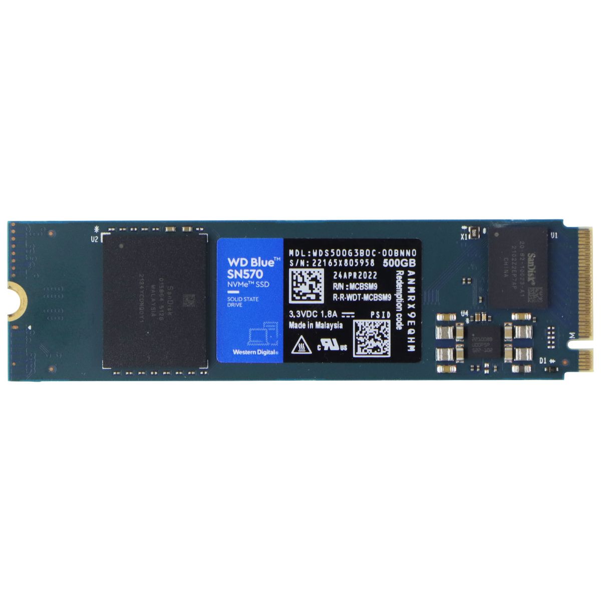 Western Digital 500GB WD Blue SN570 2280 NVMe Internal SSD (WDS500G3B0C) Digital Storage - Solid State Drives Western Digital - Simple Cell Bulk Wholesale Pricing - USA Seller