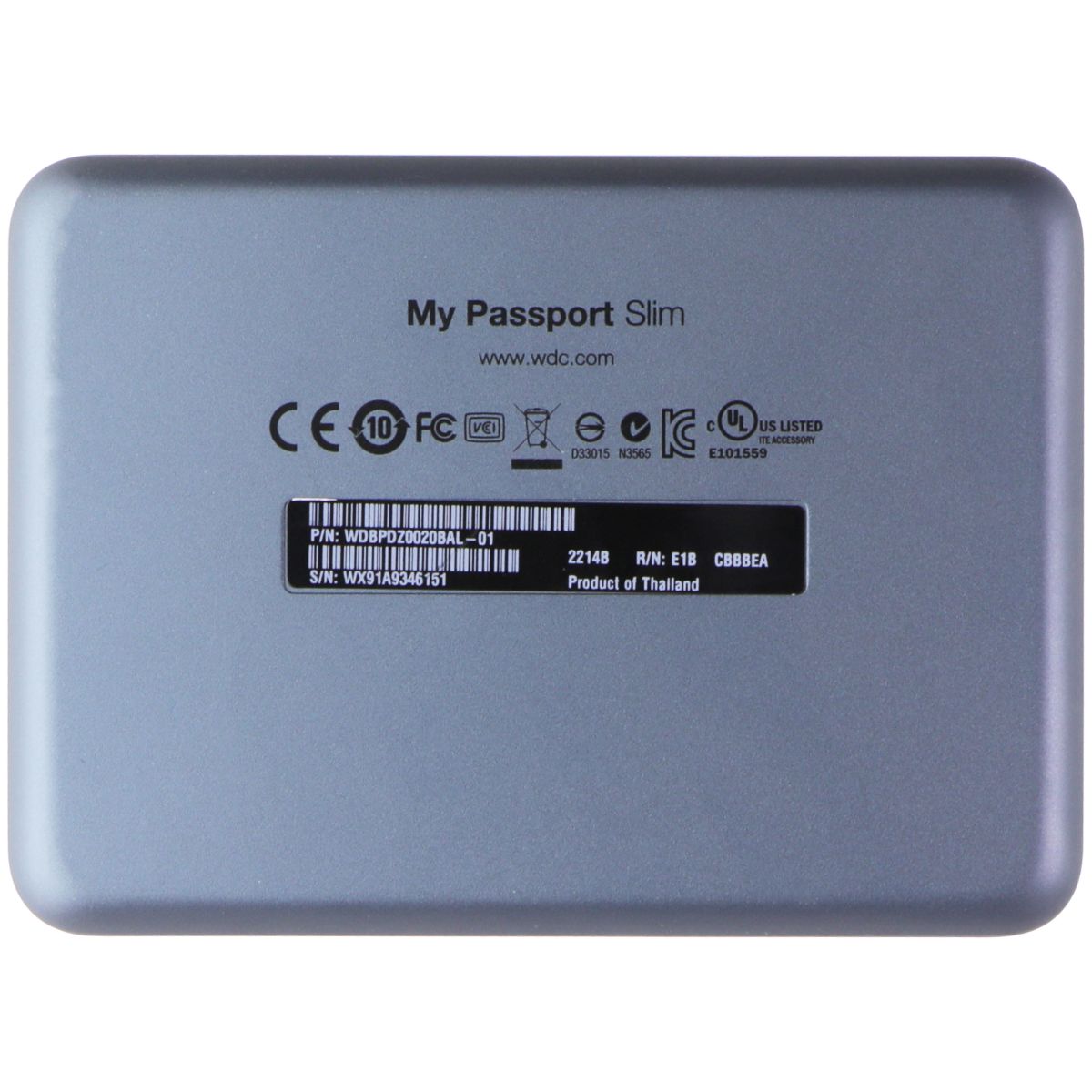 WD My Passport Slim (2TB) Portable Metal External Hard Drive USB 3.0 - Silver Digital Storage - External Hard Disk Drives, HDD Western Digital    - Simple Cell Bulk Wholesale Pricing - USA Seller