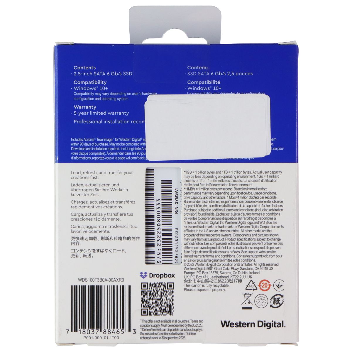 Western Digital 1TB SA510 2.5-inch SATA 6 Gb/s SSD (WDS100T3B0A) Digital Storage - Solid State Drives Western Digital - Simple Cell Bulk Wholesale Pricing - USA Seller