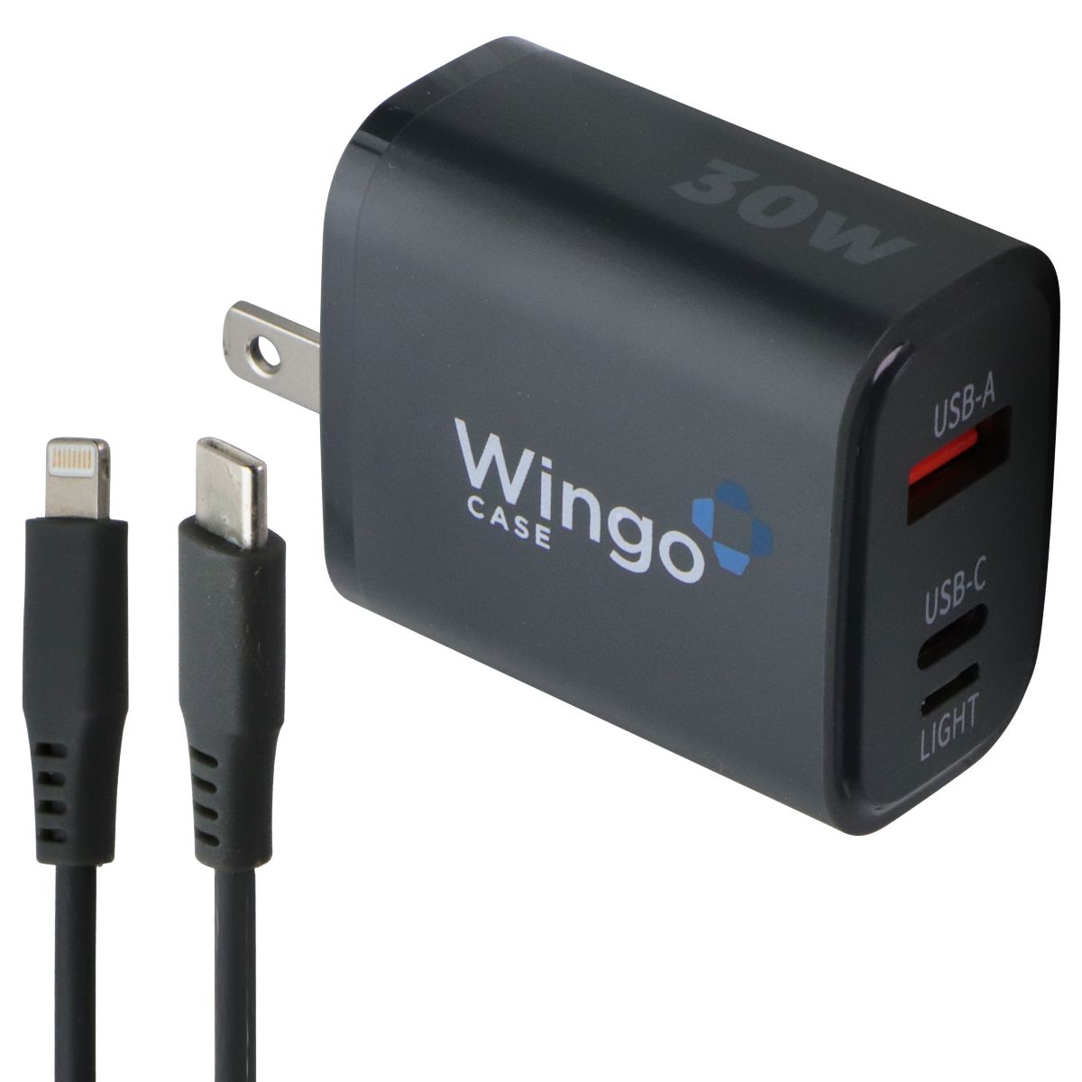 WingoCase (30W) 3-Port Adapter for USB-A/USB-C/8-Pin Cables with 5 Foot Cable Cell Phone - Chargers & Cradles WingoCase - Simple Cell Bulk Wholesale Pricing - USA Seller