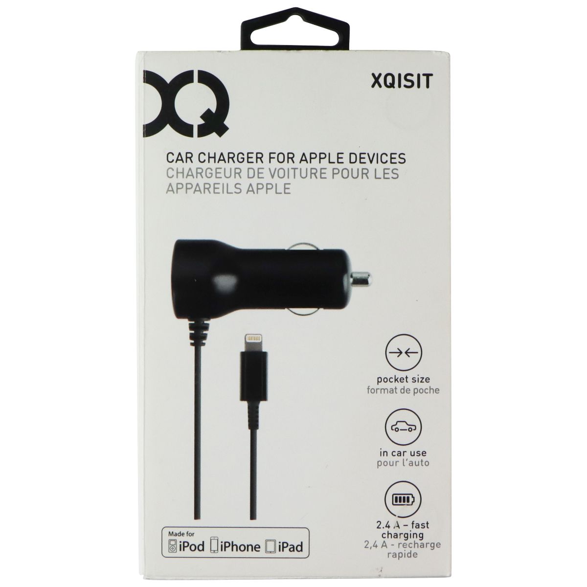 XQISIT 2.4A MFi Car Charger for Apple Devices - Black Cell Phone - Chargers & Cradles Xqisit - Simple Cell Bulk Wholesale Pricing - USA Seller