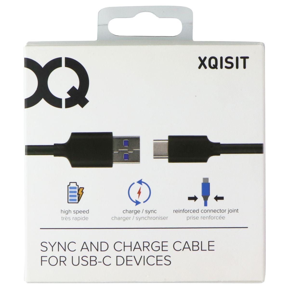 XQISIT (1m/3.2-Ft) USB 3.0 to USB-C Charge and Sync Cable - Black (24293) Cell Phone - Cables & Adapters Xqisit - Simple Cell Bulk Wholesale Pricing - USA Seller