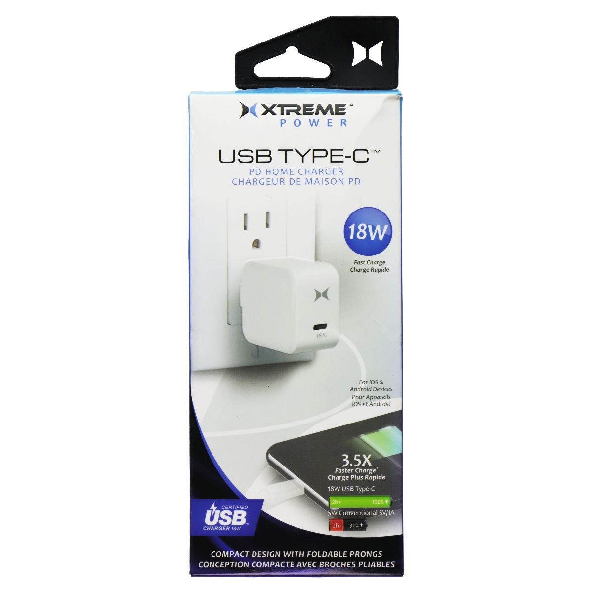 Xtreme 18W Power USB Type-C PD Home Charger - White Cell Phone - Chargers & Cradles Xtreme - Simple Cell Bulk Wholesale Pricing - USA Seller