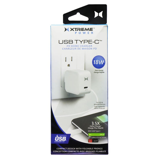 Xtreme 18W Power USB Type-C PD Home Charger - White Cell Phone - Chargers & Cradles Xtreme - Simple Cell Bulk Wholesale Pricing - USA Seller