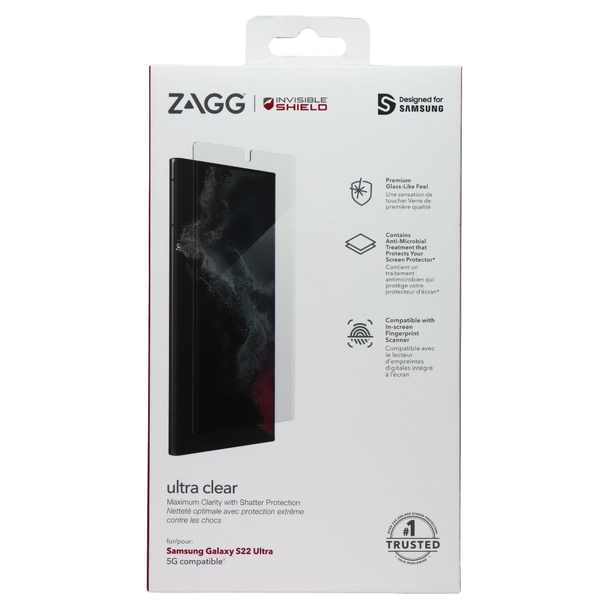 ZAGG Invisible Shield Ultra Clear Screen Protector for Samsung Galaxy S22 Ultra Cell Phone - Screen Protectors Zagg - Simple Cell Bulk Wholesale Pricing - USA Seller