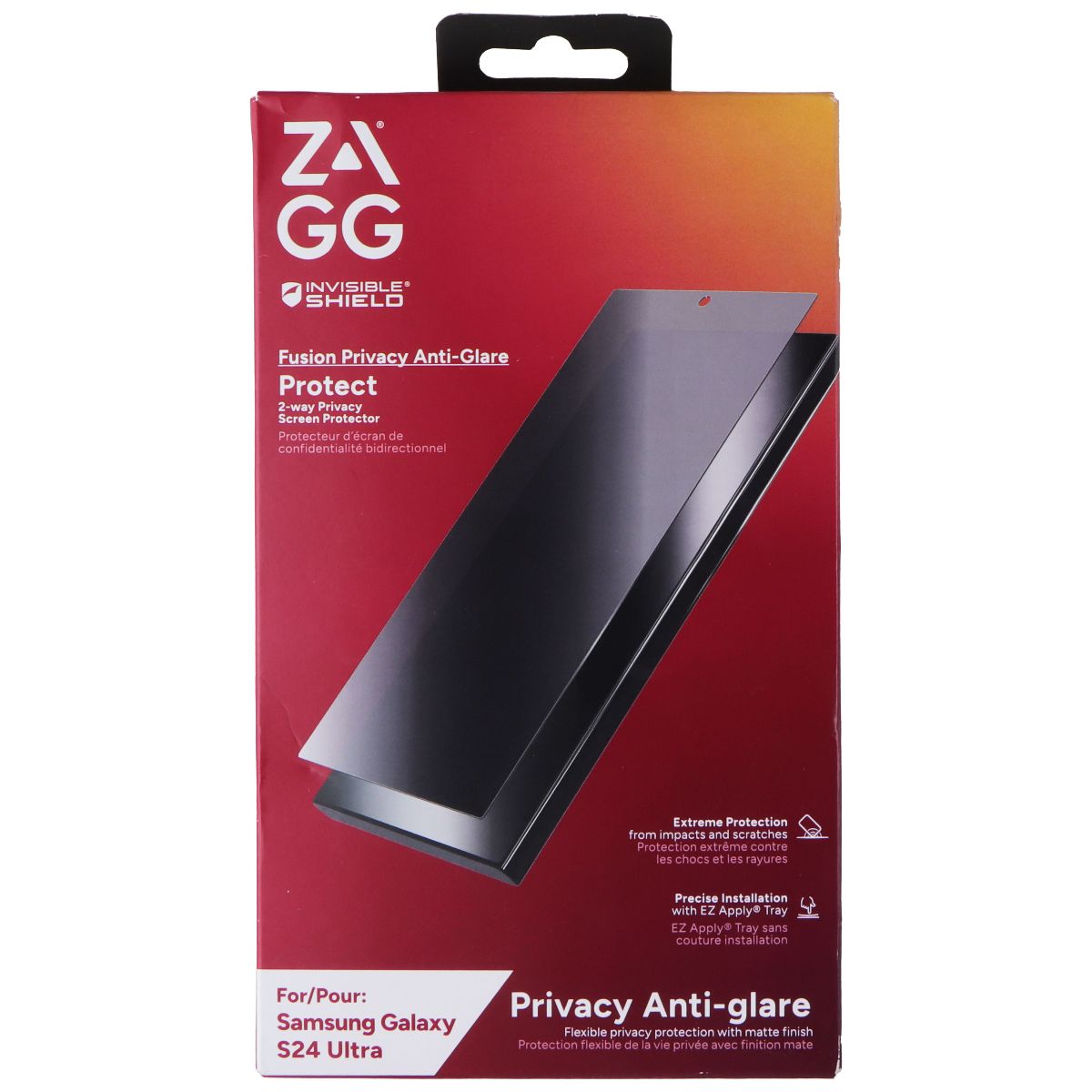ZAGG Invisible Shield Fusion Privacy Anti-Glare Protector for Galaxy S24 Ultra Cell Phone - Screen Protectors Zagg - Simple Cell Bulk Wholesale Pricing - USA Seller