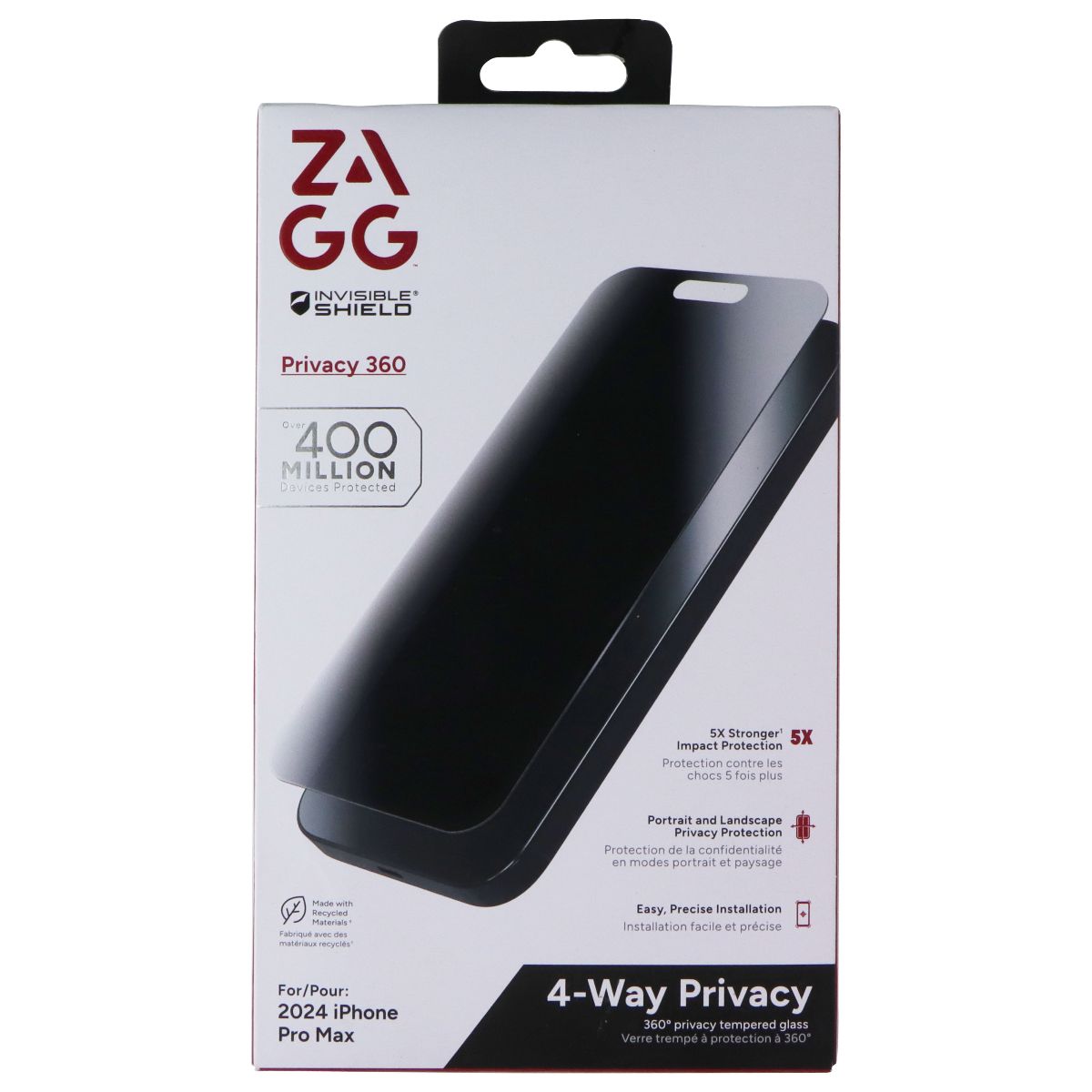 ZAGG Invisible Shield 4-Way Privacy 360 Screen Protector for iPhone 16 Pro Max Cell Phone - Screen Protectors Zagg - Simple Cell Bulk Wholesale Pricing - USA Seller