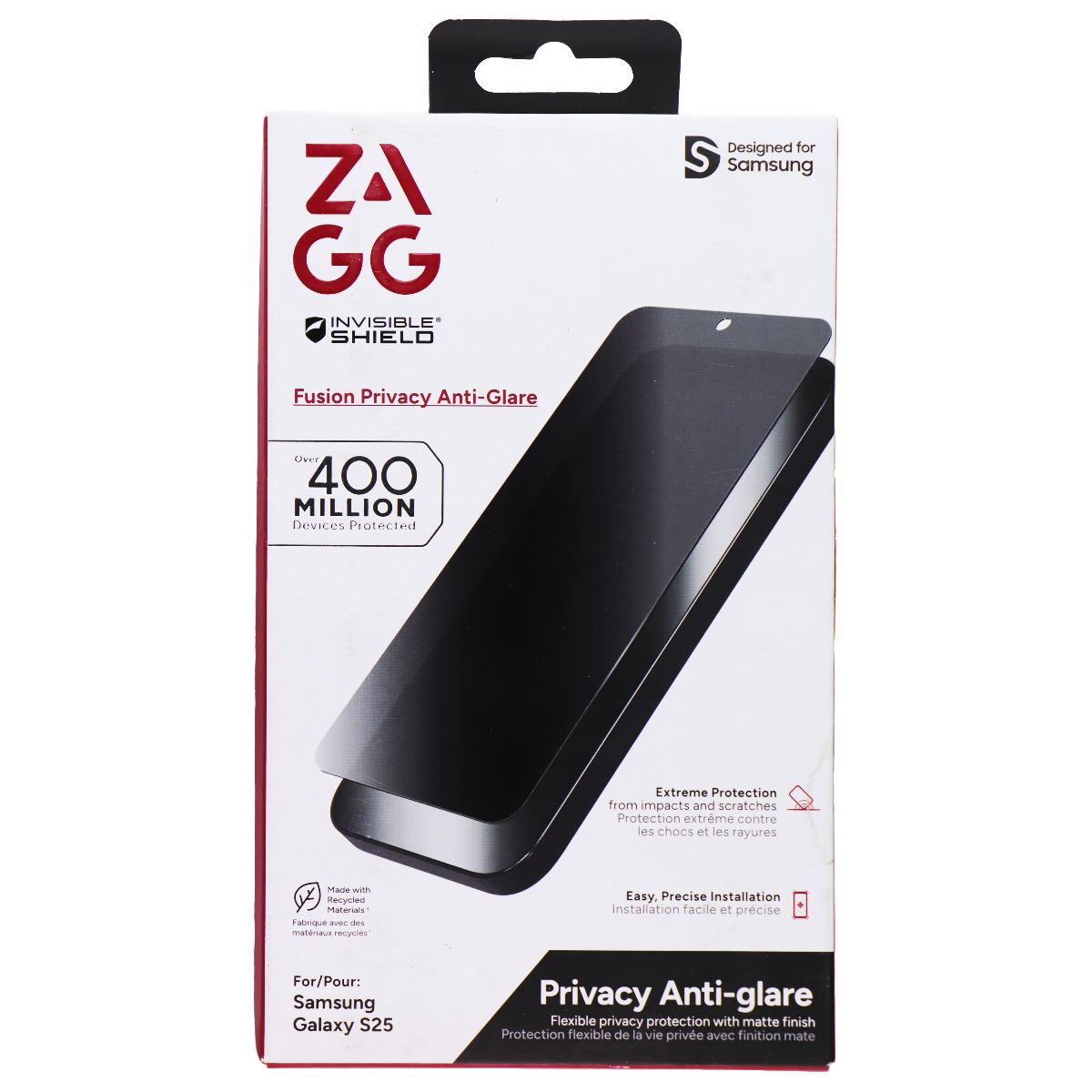 ZAGG Fusion Privacy Anti-Glare Series Screen Protector for Galaxy S25 Cell Phone - Screen Protectors Zagg - Simple Cell Bulk Wholesale Pricing - USA Seller