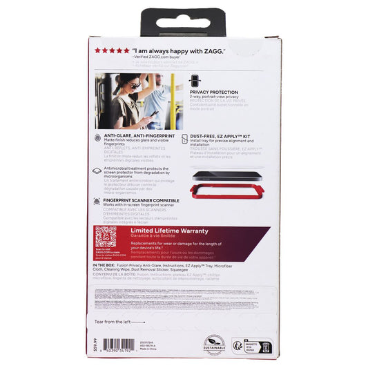 ZAGG Fusion Privacy Anti-Glare Series Screen Protector for Galaxy S25 Cell Phone - Screen Protectors Zagg - Simple Cell Bulk Wholesale Pricing - USA Seller