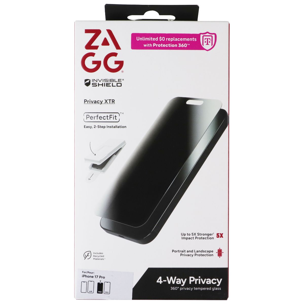 ZAGG Invisible Shield Privacy XTR Glass Screen Protector for Apple iPhone 17 Pro