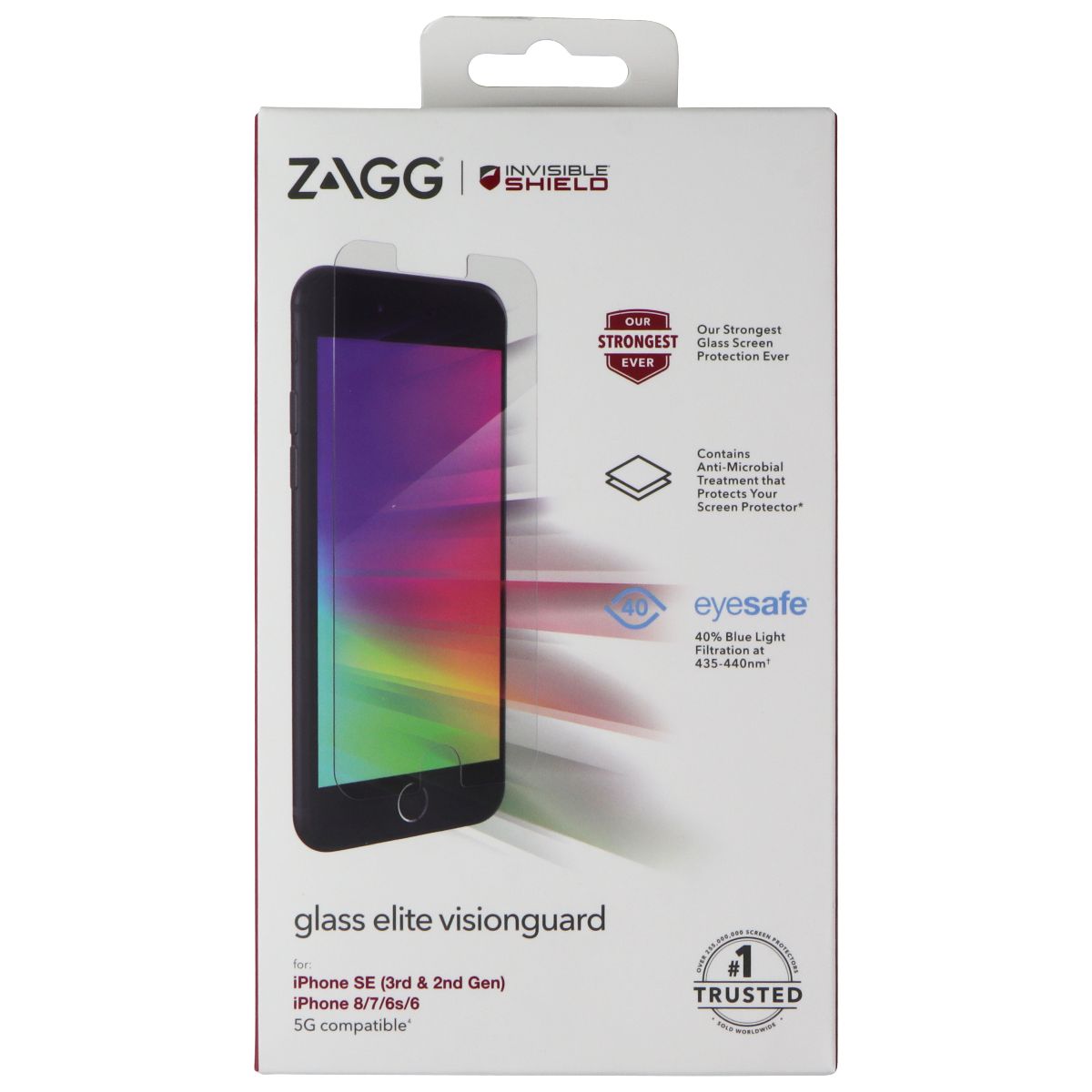 ZAGG Glass Elite VisionGuard for Apple iPhone SE (3RD/2ND Gen)/8/7/6s/6 Cell Phone - Screen Protectors Zagg - Simple Cell Bulk Wholesale Pricing - USA Seller