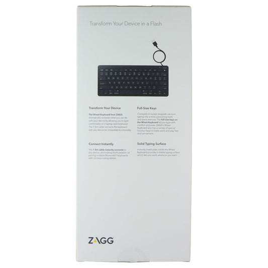 ZAGG Wired 1.5M USB-A UK English QWERTY Keyboard - Black Keyboards/Mice - Keyboards & Keypads Zagg - Simple Cell Bulk Wholesale Pricing - USA Seller
