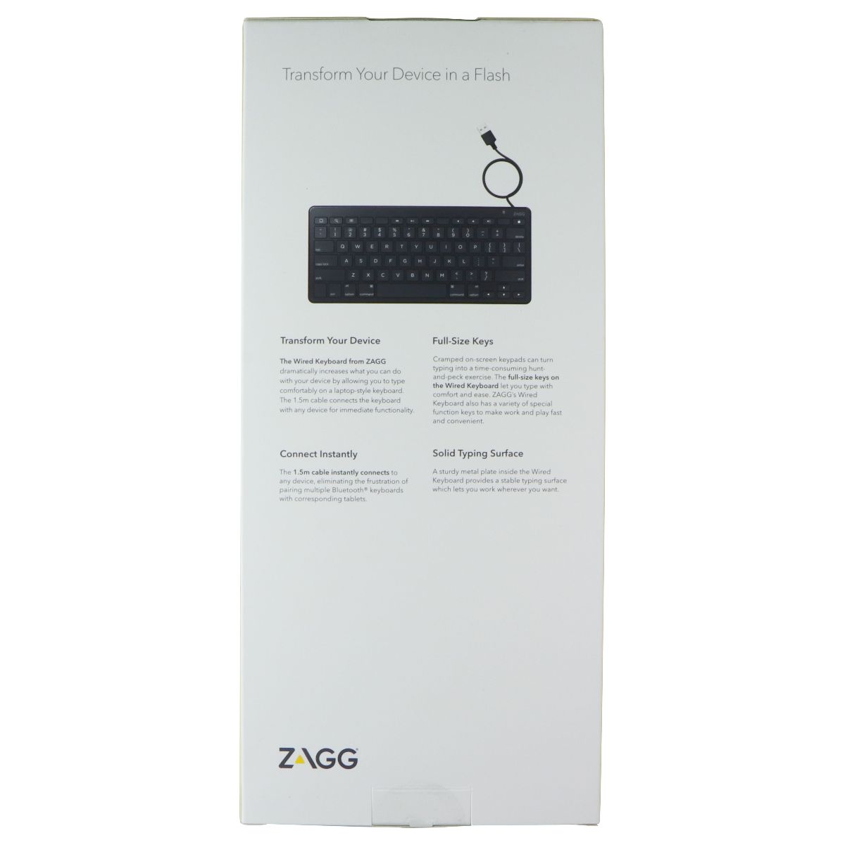 ZAGG Wired 1.5M USB-A UK English QWERTY Keyboard - Black Keyboards/Mice - Keyboards & Keypads Zagg - Simple Cell Bulk Wholesale Pricing - USA Seller