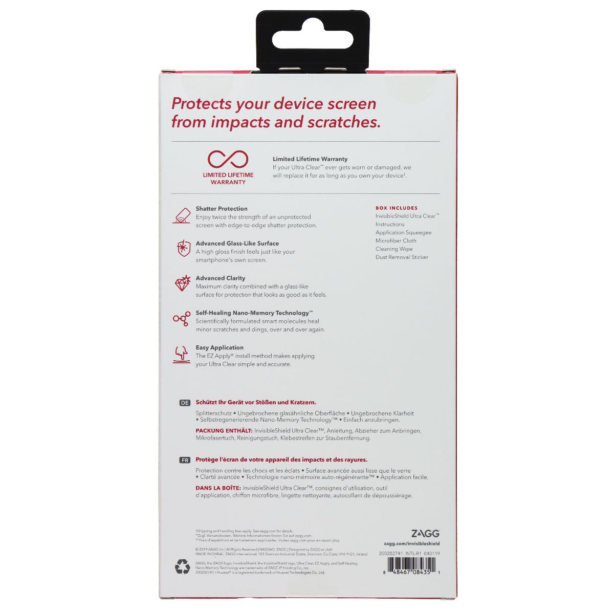 ZAGG Invisible Shield Ultra Clear Screen Protector for Huawei P30 Cell Phone - Screen Protectors Zagg - Simple Cell Bulk Wholesale Pricing - USA Seller