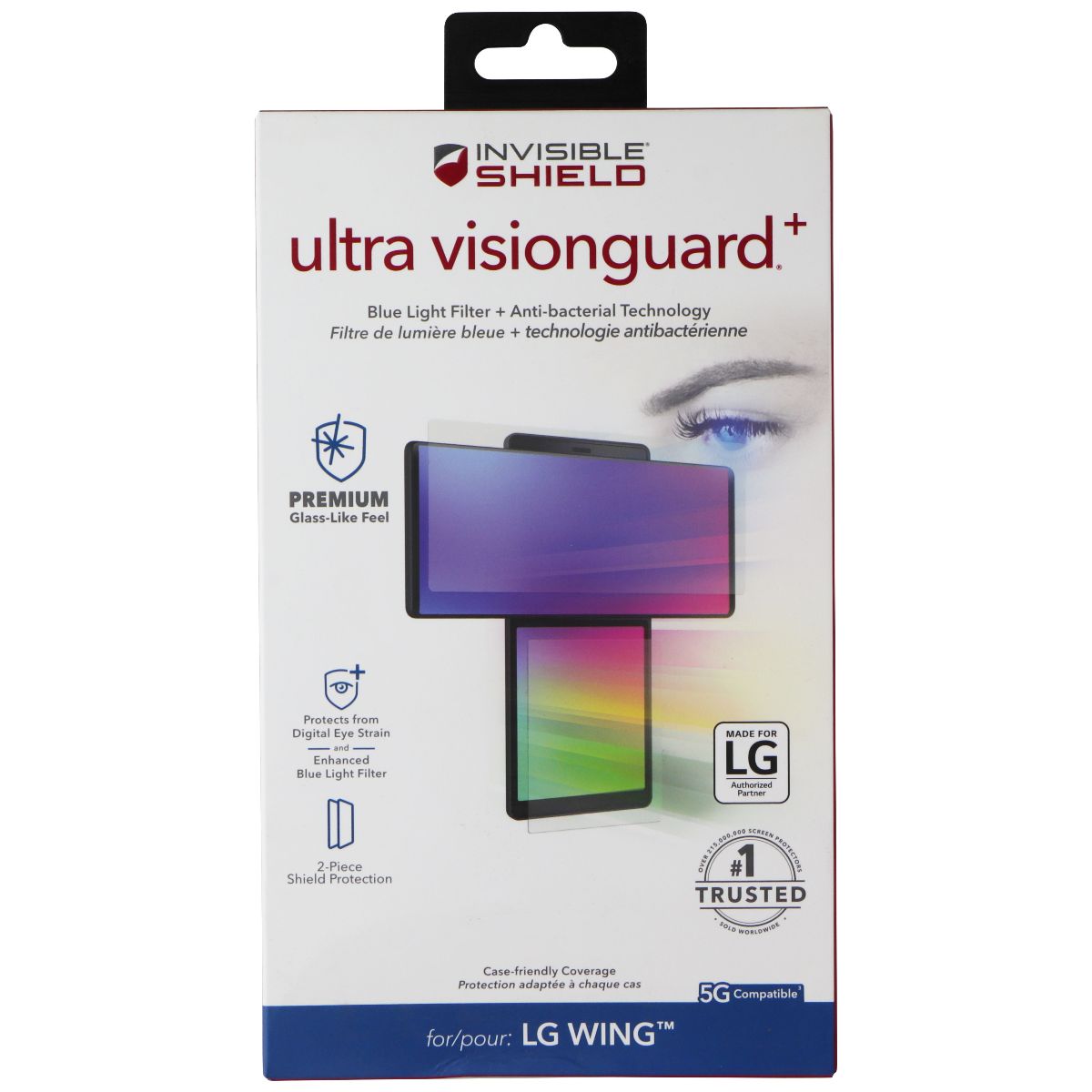 ZAGG InvisibleShield (Ultra VisionGuard+) Screen Protector for LG Wing Cell Phone - Screen Protectors Zagg - Simple Cell Bulk Wholesale Pricing - USA Seller