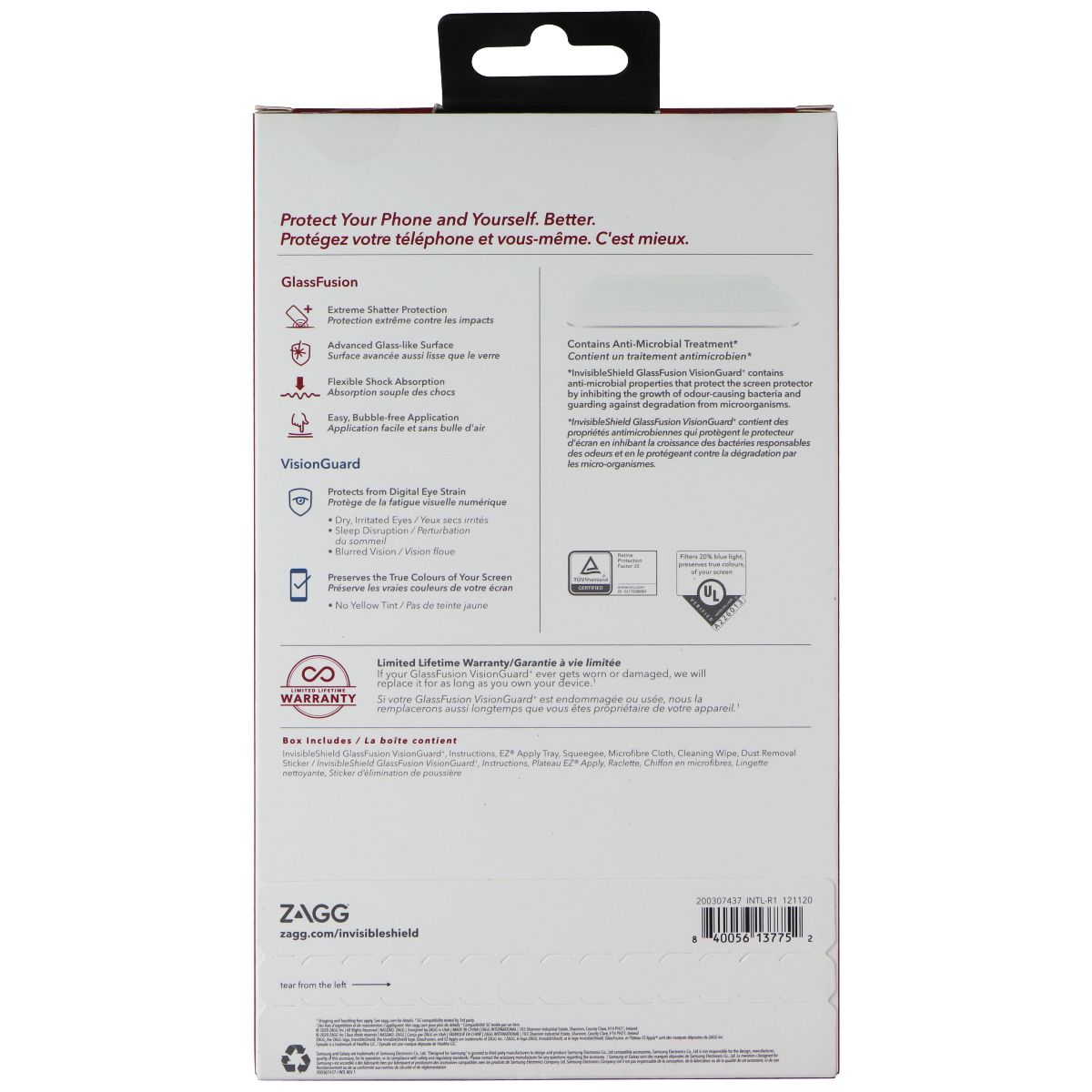 ZAGG GlassFusion VisionGuard+ Screen Protector for Galaxy S21 5G - Clear Cell Phone - Screen Protectors Zagg - Simple Cell Bulk Wholesale Pricing - USA Seller