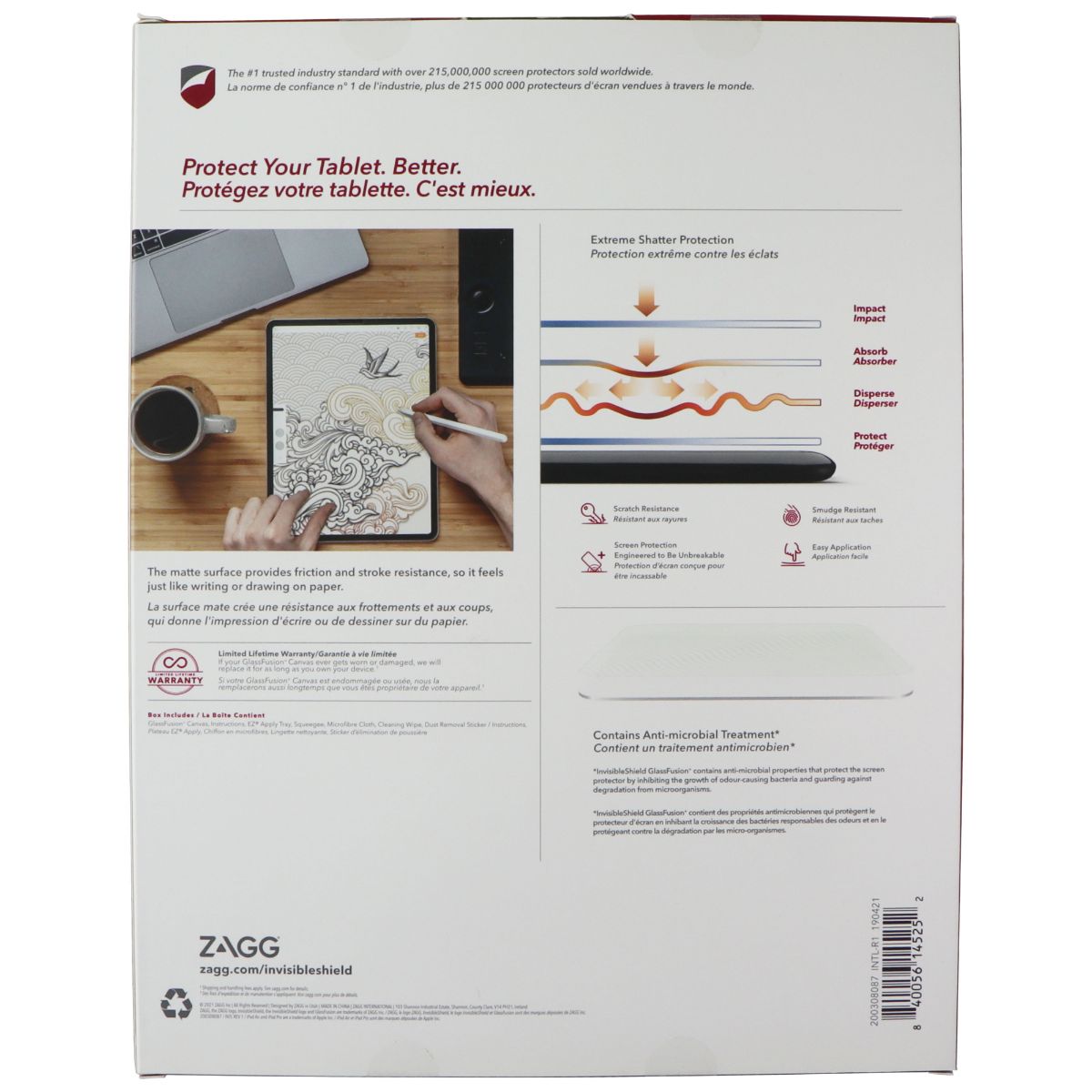 ZAGG InvisibleShield GlassFusion+ Canvas Protector for iPad 10.2in (8th/7th Gen) iPad/Tablet Accessories - Screen Protectors Zagg - Simple Cell Bulk Wholesale Pricing - USA Seller