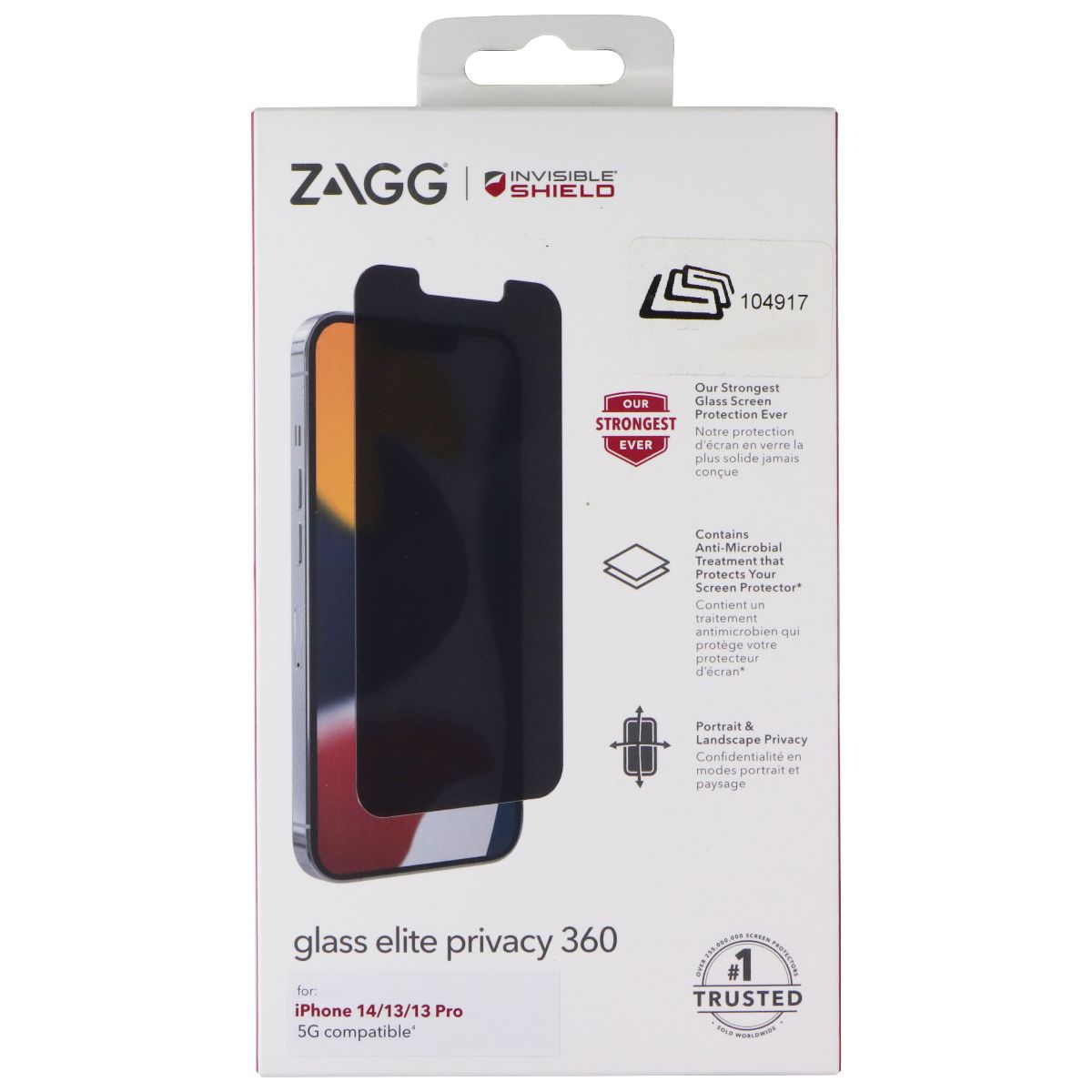 ZAGG Glass Elite Privacy 360 Screen for iPhone 17e / 16e / 14 / 13 / 13 Pro Cell Phone - Screen Protectors Zagg - Simple Cell Bulk Wholesale Pricing - USA Seller