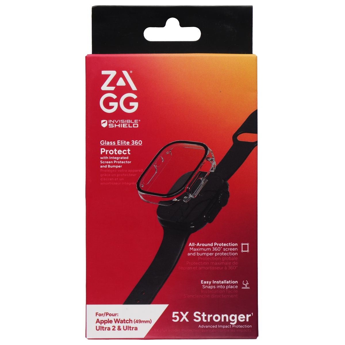 ZAGG Glass Elite 360 - Protective Cover for Apple Watch (49mm) Ultra 2 & Ultra Smart Watch Accessories - Smart Watch Cases Zagg    - Simple Cell Bulk Wholesale Pricing - USA Seller