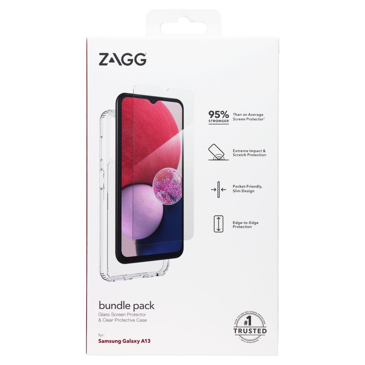 ZAGG Bundle Pack Glass & Protective Case for Samsung Galaxy A13 - Clear Cell Phone - Screen Protectors Zagg - Simple Cell Bulk Wholesale Pricing - USA Seller