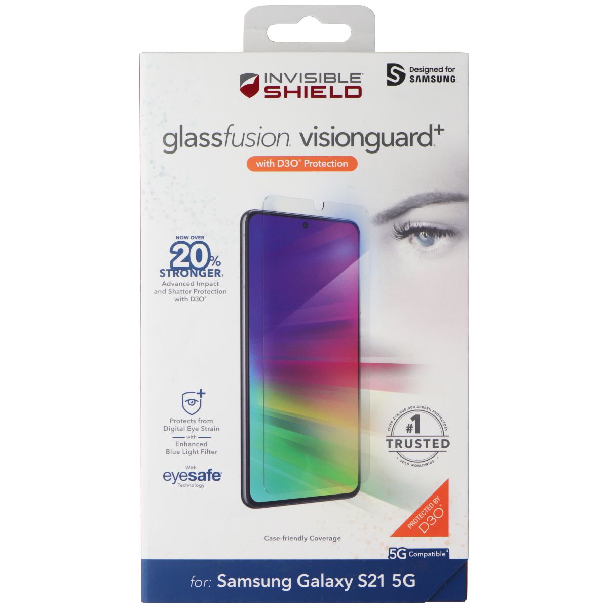 ZAGG InvisibleShield (GlassFusion VisionGuard+) Screen for Galaxy S21 5G - Clear Cell Phone - Screen Protectors Zagg - Simple Cell Bulk Wholesale Pricing - USA Seller