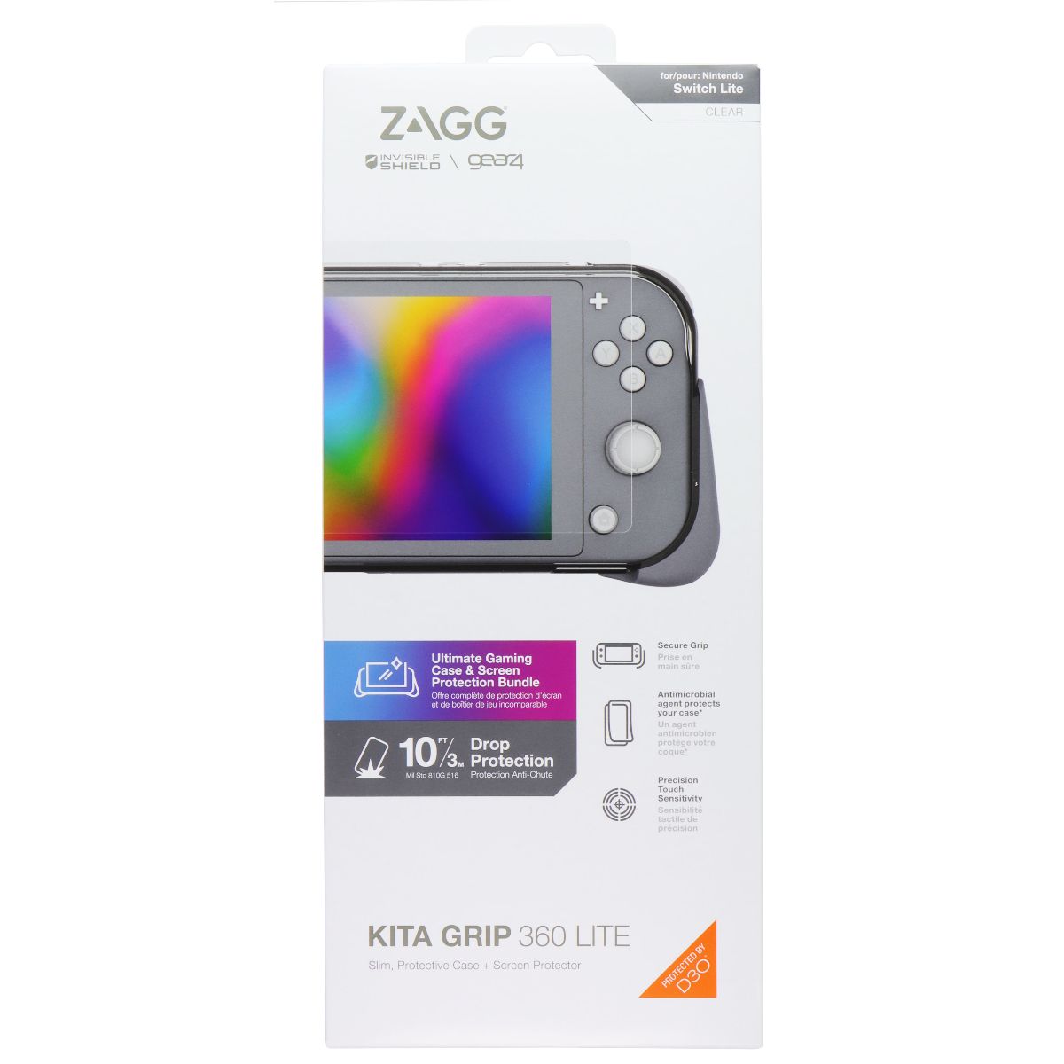 ZAGG Kita Grip 360 Lite Case and Screen Protector for Switch Lite - Grey / Clear Gaming/Console - Cases, Covers & Bags Zagg - Simple Cell Bulk Wholesale Pricing - USA Seller