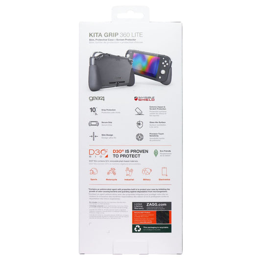 ZAGG Kita Grip 360 Lite Case and Screen Protector for Switch Lite - Grey / Clear Gaming/Console - Cases, Covers & Bags Zagg - Simple Cell Bulk Wholesale Pricing - USA Seller
